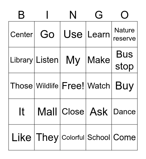 Let's travel the US! Bingo Card