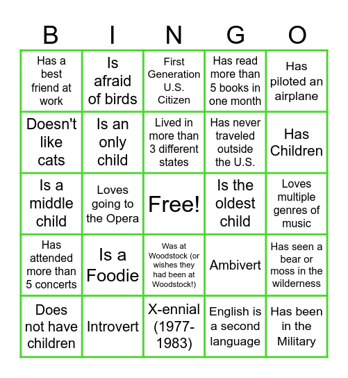 Week of Understanding Bingo Card