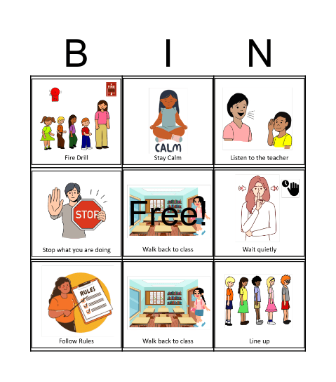Fire Drill Rules Bingo Card