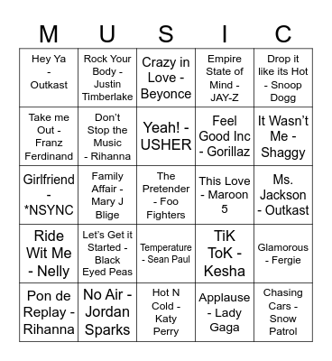 2000'S NOSTALGIA Bingo Card