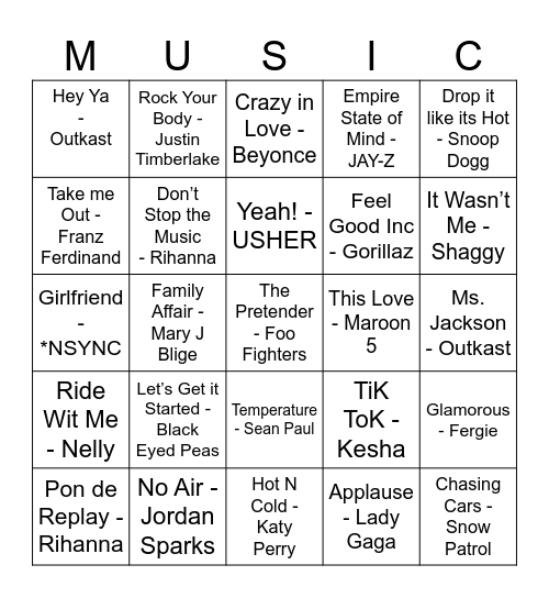 2000'S NOSTALGIA Bingo Card