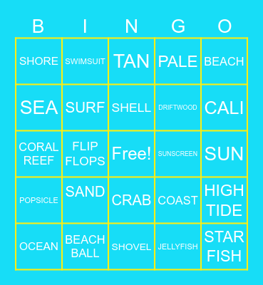 B E A C H BINGO Card