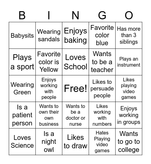 Human Bingo Card