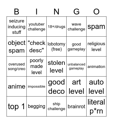 recent tab bingo Card