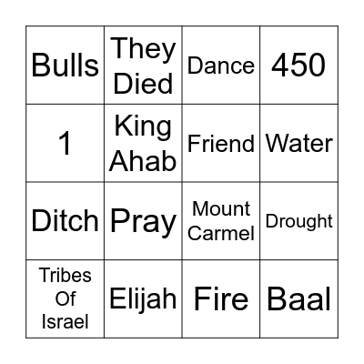 Bible Story Bingo Card