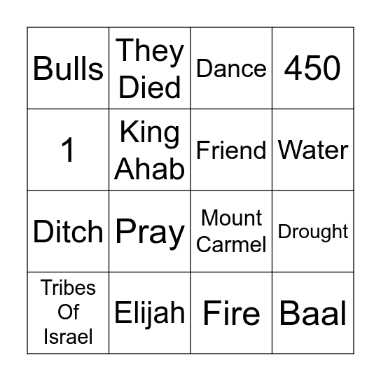 Bible Story Bingo Card