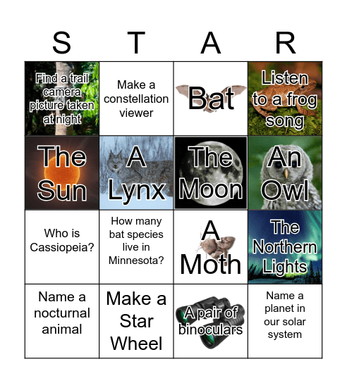 Dark Sky Bingo Card