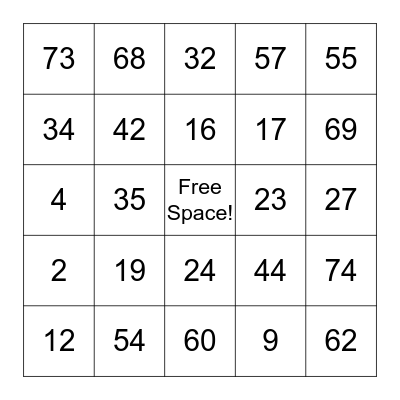 Momentum Bingo Card