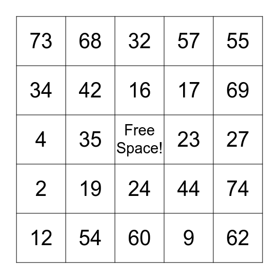 Momentum Bingo Card