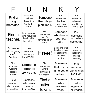 Trivia Night: Sober and Funky Olympics Bingo Card