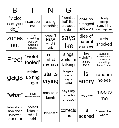 alejandro ft bingo Card