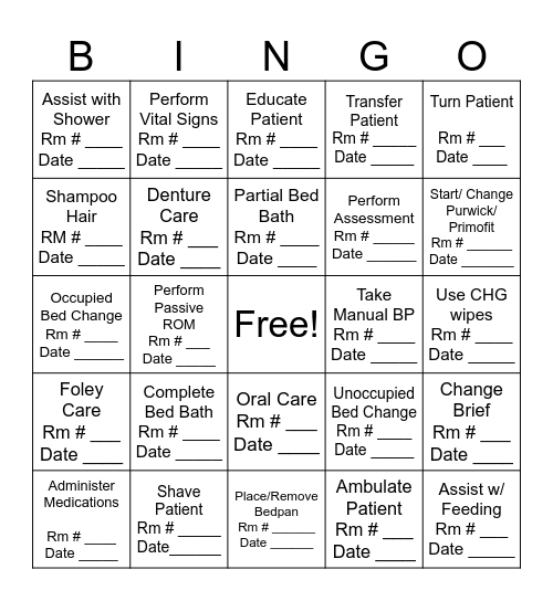 N120 Clinical Bingo Fall 2024 Bingo Card