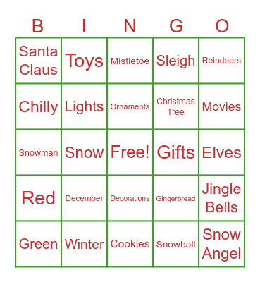 Christmas Bingo Card