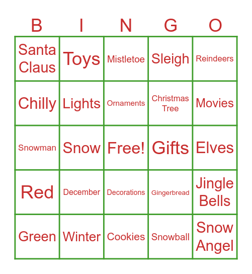 Christmas Bingo Card