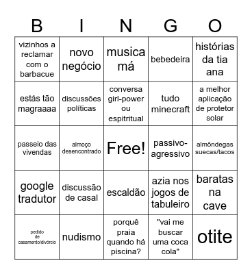 Algarve 2024 Bingo Card