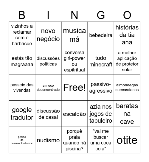 Algarve 2024 Bingo Card