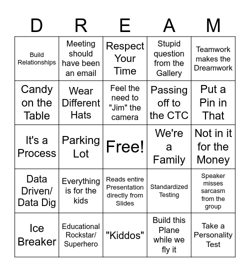 Inservice Bingo Card