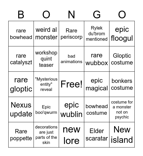 Mindbongo Bingo Card