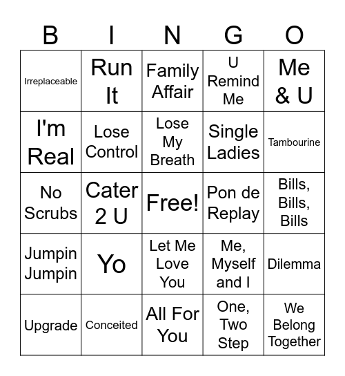 Y2K Bingo Card