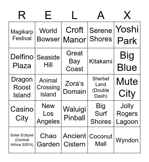 StreetCarz [Round 2] Vacation Bingo Card