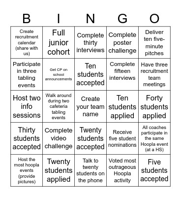 Recruitment Bingo Card