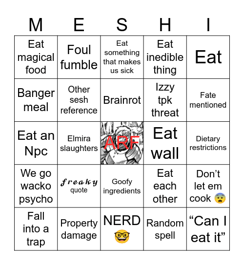 Delicious in Donnjeon Bingo Card