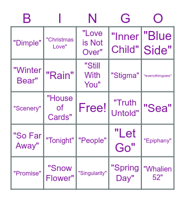 Bingo Bangtan Bingo Card