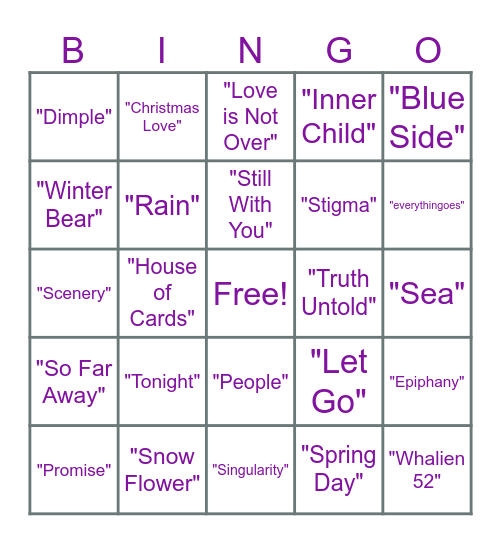 Bingo Bangtan Bingo Card