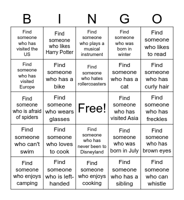 Bingo Mingle Bingo Card