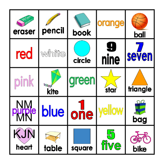 Vocabulary Bingo Card