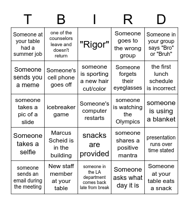 PD Bingo Card