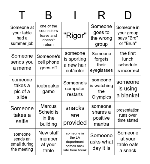 PD Bingo Card