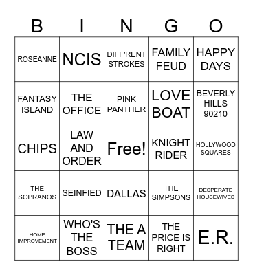 TV THEMES Bingo Card