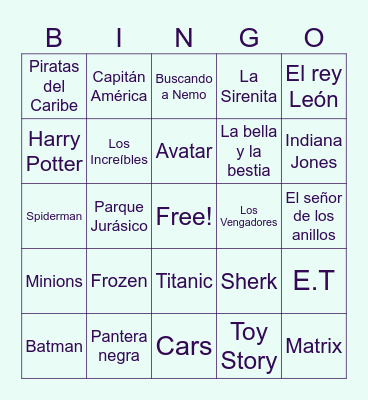 Películas Populares Bingo Card