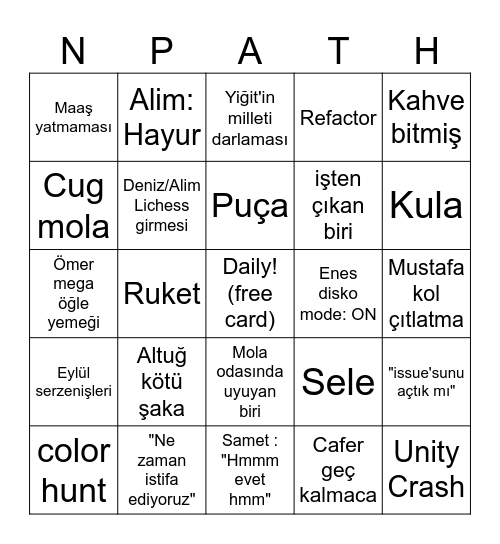 Npath Bingo Card