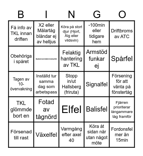 Bingo för godståg Bingo Card