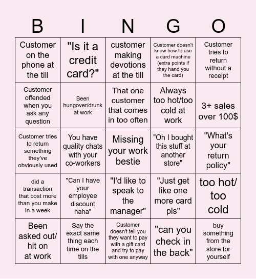 RETAIL Bingo Card