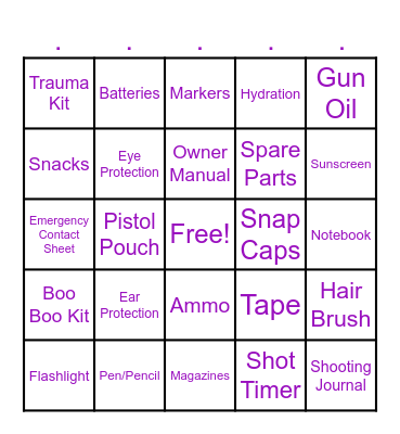Range Bag Bingo Card