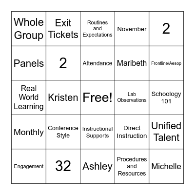 MINT Overbiew Bingo Card