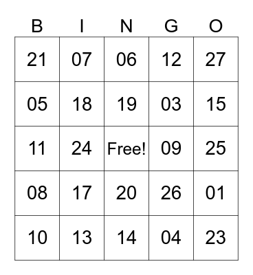 February 2023 Bingo Card