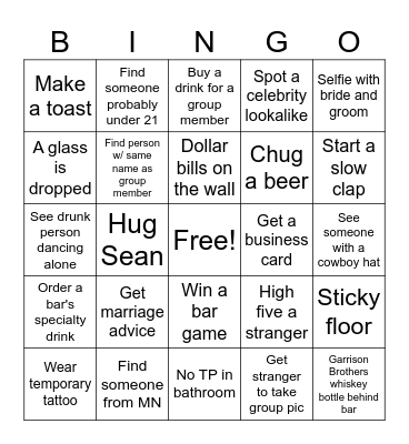 Wedding Bingo Card