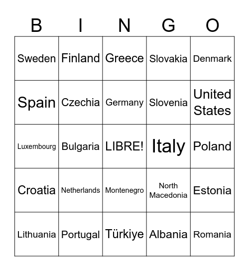 NATO/OTAN Bingo Card