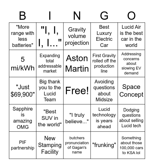 Q2 Earnings Bingo Card