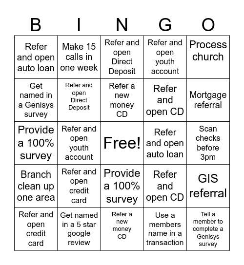 Q3 Bingo Teller version Bingo Card