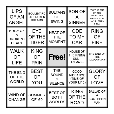 - OF - Bingo Card