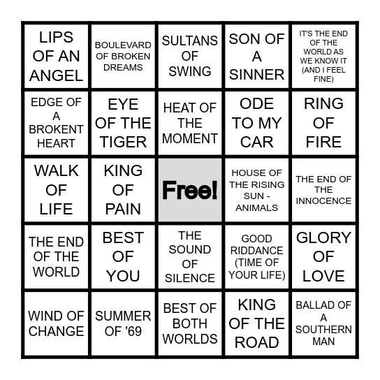 - OF - Bingo Card