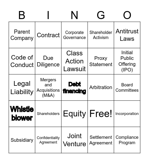 corporate law Bingo Card