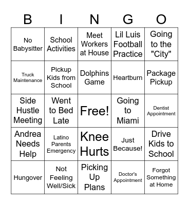 Luis Bingo Card Bingo Card