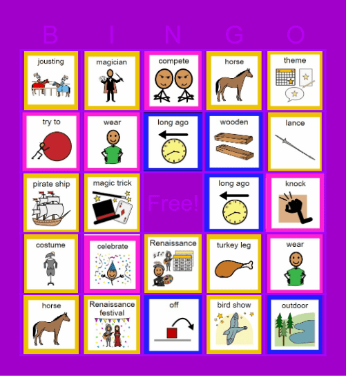 N2Y-Renaissance Festival Bingo Card