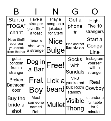 Steffi's Hens BAR BINGO Card